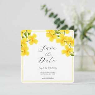 Watercolor Yellow Floral Garden White Wedding Save The Date