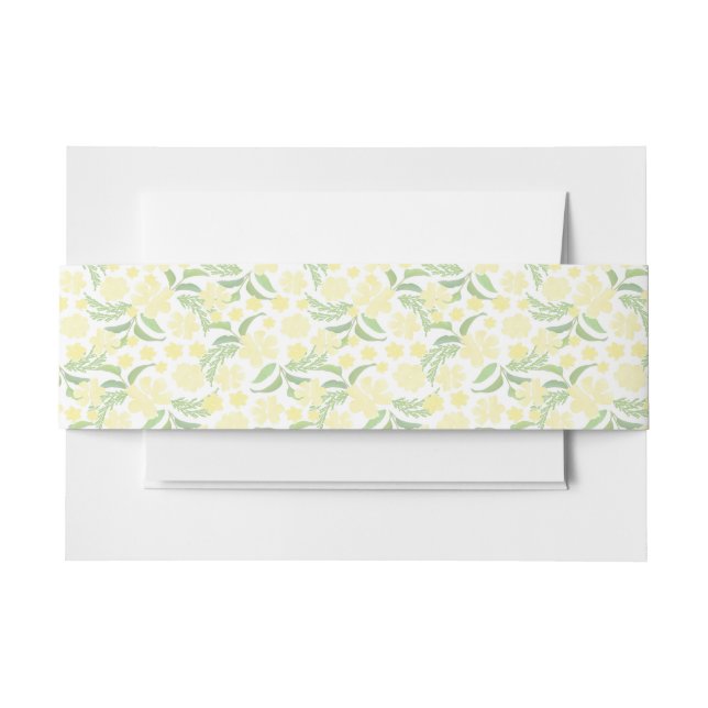 Watercolor Yellow Floral Invitation Belly Band (Front Example)