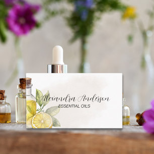 Watercolor Yellow Floral Lemon Essential Oils  Business Card