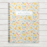 Watercolor Yellow Floral Notebook<br><div class="desc">Custom-designed spiral notebook featuring watercolor floral design with personalised text.</div>