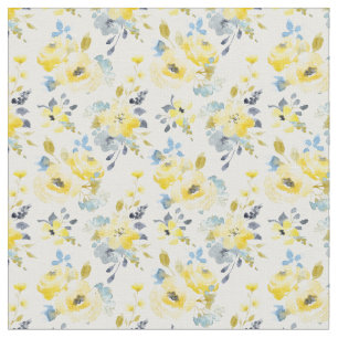 Watercolor Yellow Floral Pattern Fabric