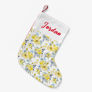 Watercolor Yellow Floral Pattern Small Christmas Stocking