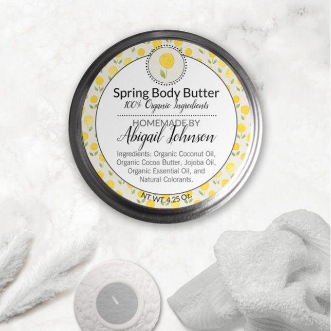 Watercolor Yellow Floral Scrub/Body Butter Label (Creator Uploaded)
