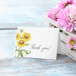 Watercolor Yellow Flowers Thank You Card
