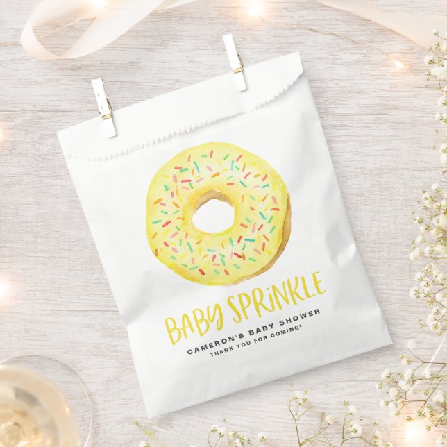 Watercolor Yellow Glazed Doughnut Baby Sprinkle Favour Bags (Clipped)