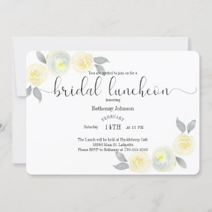 Watercolor Yellow Grey Bridal Luncheon Invitation