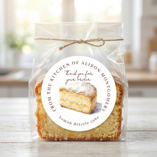 Watercolor Yellow Lemon Cake Home Bakery Thank You Classic Round Sticker
