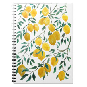 watercolor yellow lemon pattern notebook
