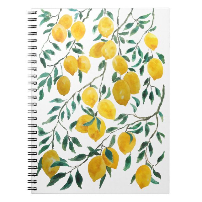 watercolor yellow lemon pattern notebook (Front)