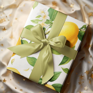 Watercolor Yellow Lemon Pattern Wrapping Paper