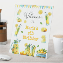Watercolor Yellow Lemonade Birthday Party Welcome 