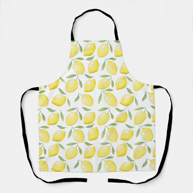 Watercolor Yellow Lemons Apron (Front)