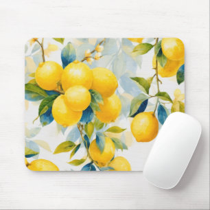 WATERCOLOR YELLOW LEMONS HANGING IN A TREE MOUSE MAT