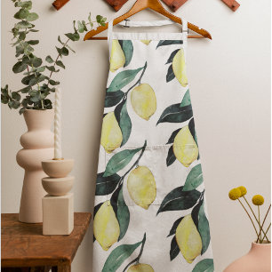 Watercolor Yellow Lemons Seamless Pattern Apron