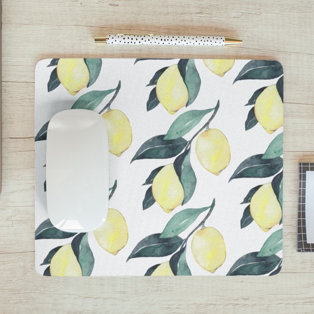 Watercolor Yellow Lemons Seamless Pattern Mouse Mat (Creator Uploaded)