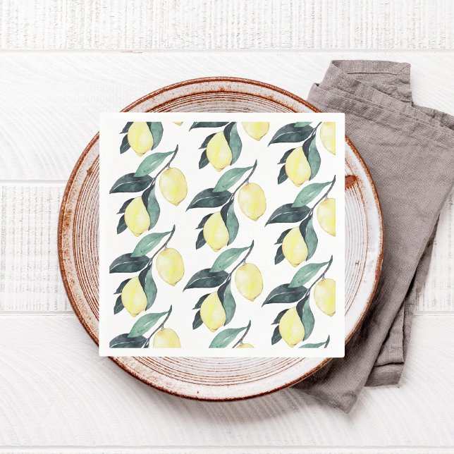 Watercolor Yellow Lemons Seamless Pattern Napkin (Creator Uploaded)