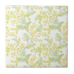Watercolor Yellow Mimosa Flowers Pattern Tile<br><div class="desc">Add a feminine accent to any room with this yellow floral tiles. It features watercolor floral pattern of yellow mimosa flowers with greenery accent. These yellow floral tiles will be perfect for any room.</div>
