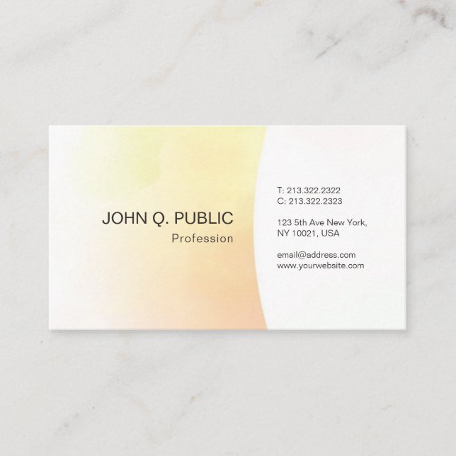 Watercolor Yellow Orange Simple Template Modern Business Card (Front)