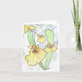Watercolor Yellow Orchid Note Card with envelope