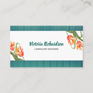 Watercolor Yellow Parrot Tulips Floral Art Business Card