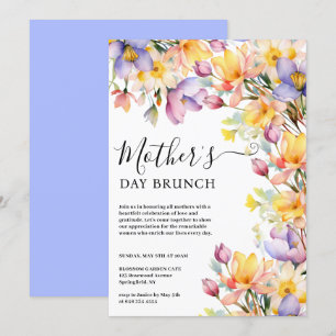 Watercolor Yellow Periwinkle Flowers Mother's Day Invitation