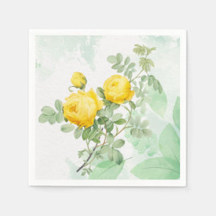 Watercolor Yellow Rose Garden Flower Nature Art Napkin
