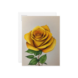 Watercolor Yellow Rose Painting Postcard