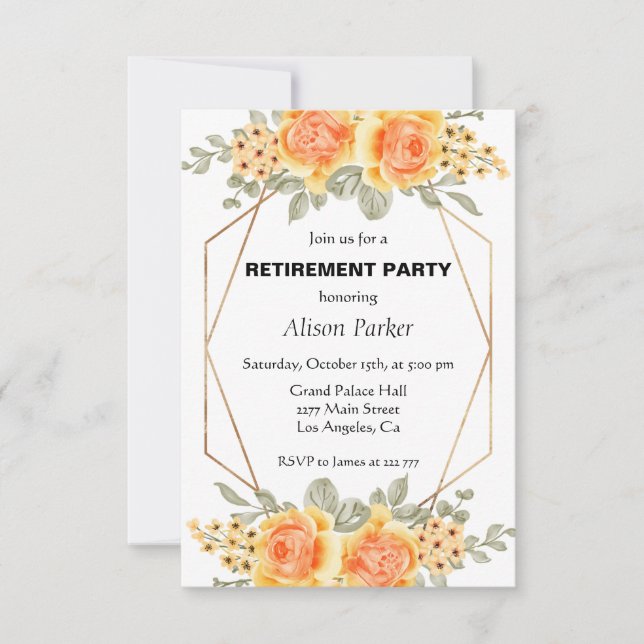 Watercolor Yellow Roses  Invitation (Front)