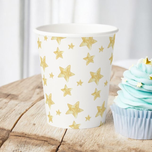 Watercolor Yellow Stars Baby Shower  Paper Cups (Creator Uploaded)