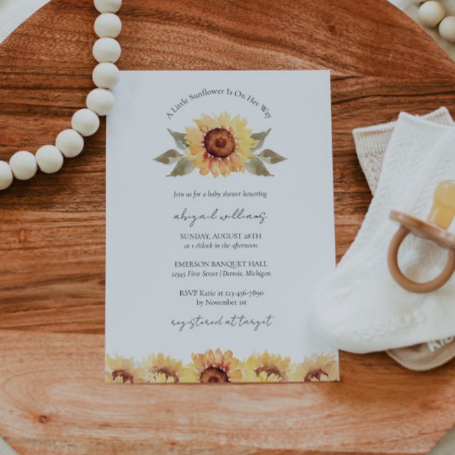 Watercolor Yellow Sunflower Baby Shower Invitation (Creator Uploaded)