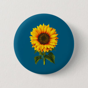 Watercolor yellow sunflower botanical garden summe 6 cm round badge