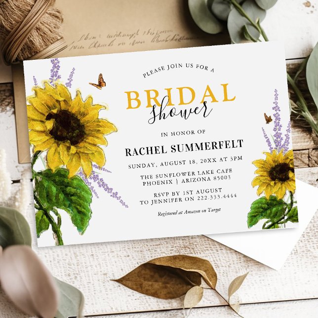 Watercolor Yellow Sunflower Bridal Shower Invitation (Creator Uploaded)