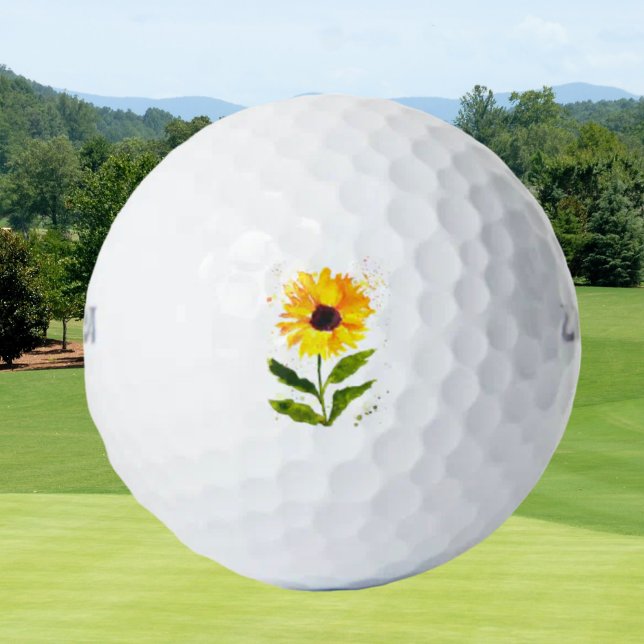 Watercolor yellow sunflower watercolor flowers golf balls (Creator Uploaded)