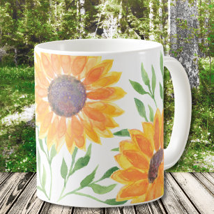  Watercolor Yellow Sunflowers  Coffee Mug
