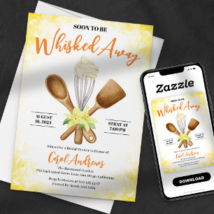Watercolor Yellow Whisked Away Bridal Shower Invitation