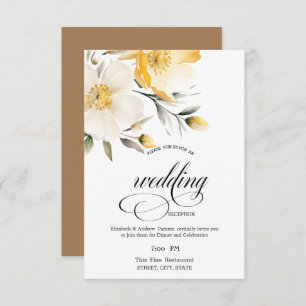 Watercolor Yellow White Flowers Rehearsal Dinner   Invitation