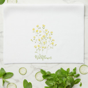 Watercolor yellow Wildflower Tea Towel