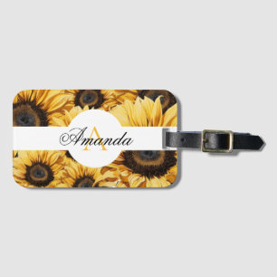 Watercolor Yellow Wonderful Sunflowers Pattern Luggage Tag