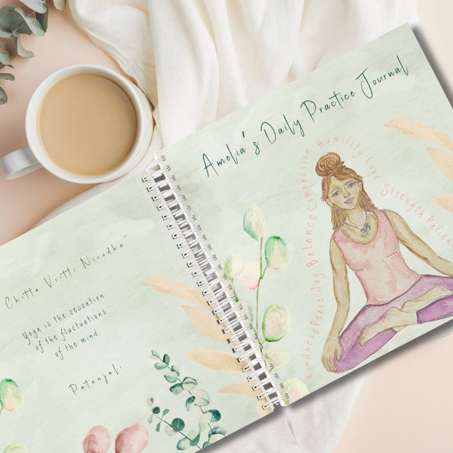 Watercolor Yoga Girl in Lotus Daily Practice Notebook (Creator Uploaded)