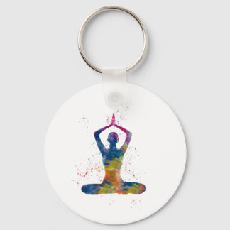 watercolor yoga key ring