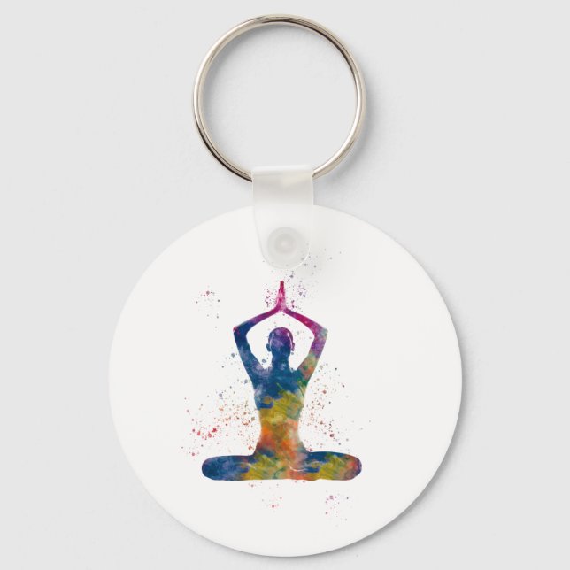 watercolor yoga key ring (Front)