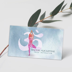 Watercolor Yoga Meditation Instructor Om Symbol Business Card