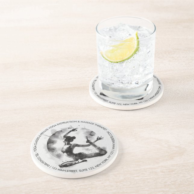 Watercolor Yoga Reiki One-Legged King Pigeon Pose Coaster (Side)