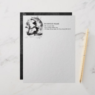 Watercolor Yoga Reiki One-Legged King Pigeon Pose Custom Letterhead