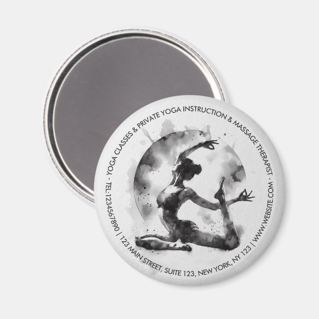 Watercolor Yoga Reiki One-Legged King Pigeon Pose Magnet (Front/Back)