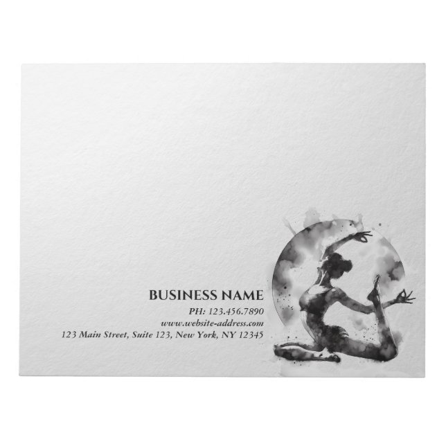 Watercolor Yoga Reiki One-Legged King Pigeon Pose Notepad (Front)