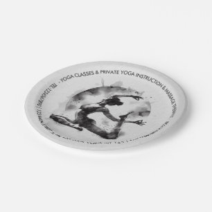 Watercolor Yoga Reiki One-Legged King Pigeon Pose Paper Plate