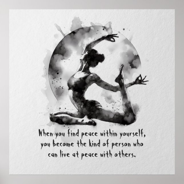Watercolor Yoga Reiki One-Legged King Pigeon Pose Poster (Front)