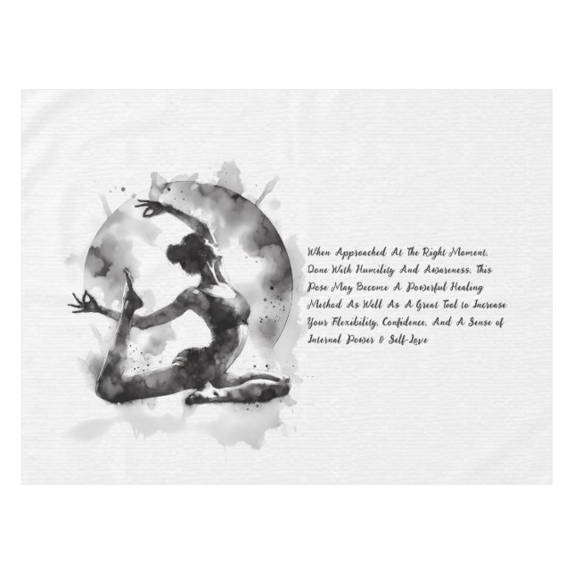 Watercolor Yoga Reiki One-Legged King Pigeon Pose Tablecloth (Front (Horizontal))