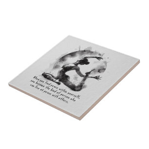 Watercolor Yoga Reiki One-Legged King Pigeon Pose Tile